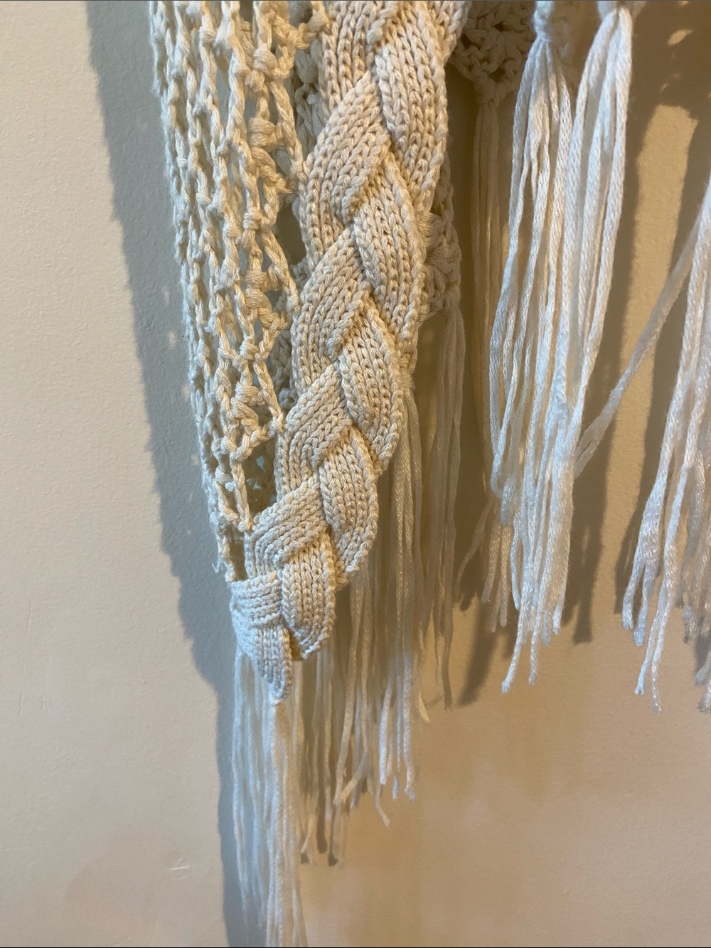 Umgee Cream Crochet Fringe Open-Knit Poncho - Picture 3 of 4